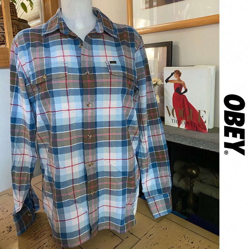 OBEY Man Tailored Plaid Button Down Shirt